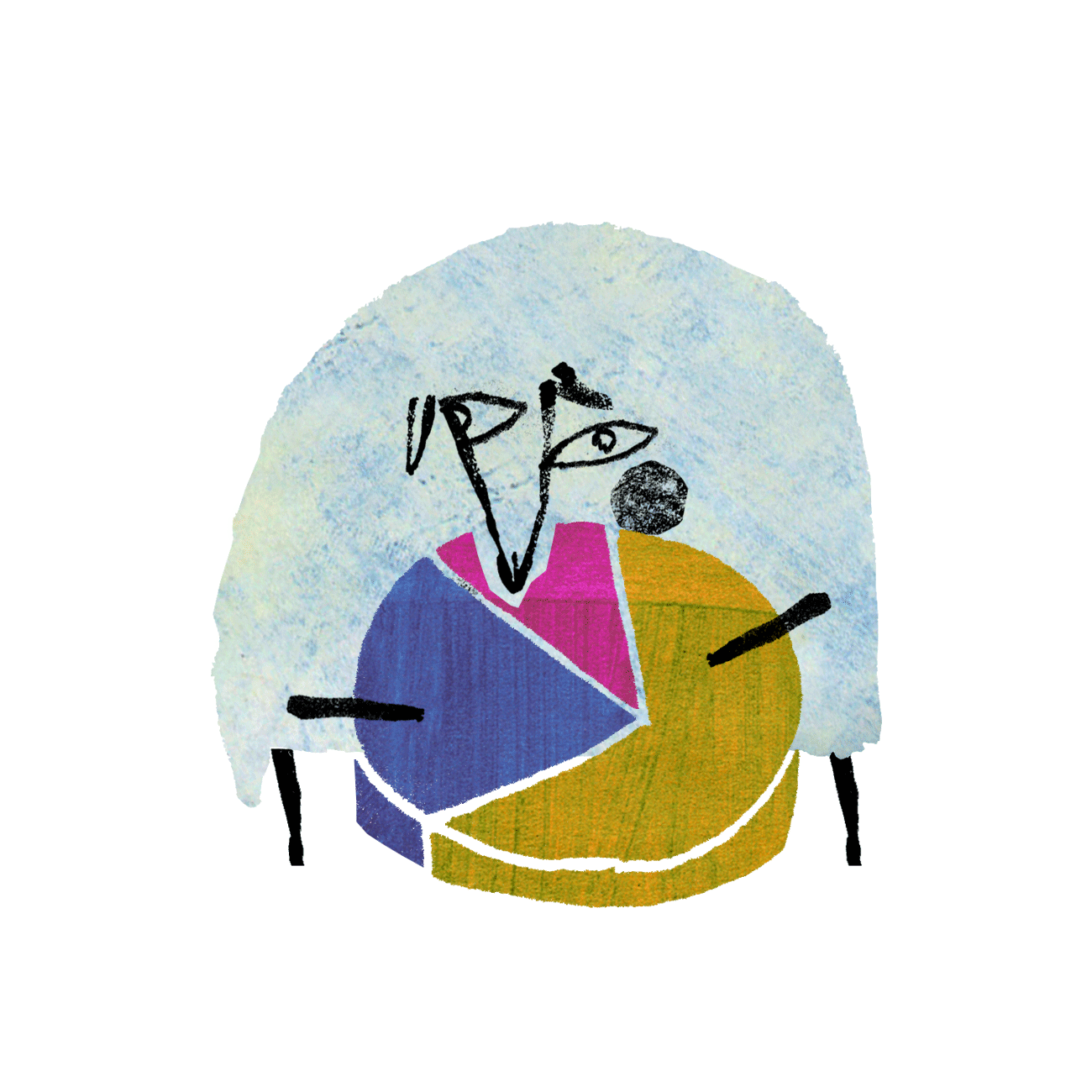 the stats sheep contemplating a pie chart